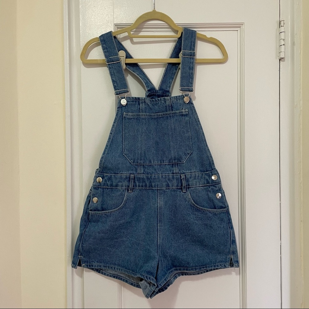 Denim short overalls